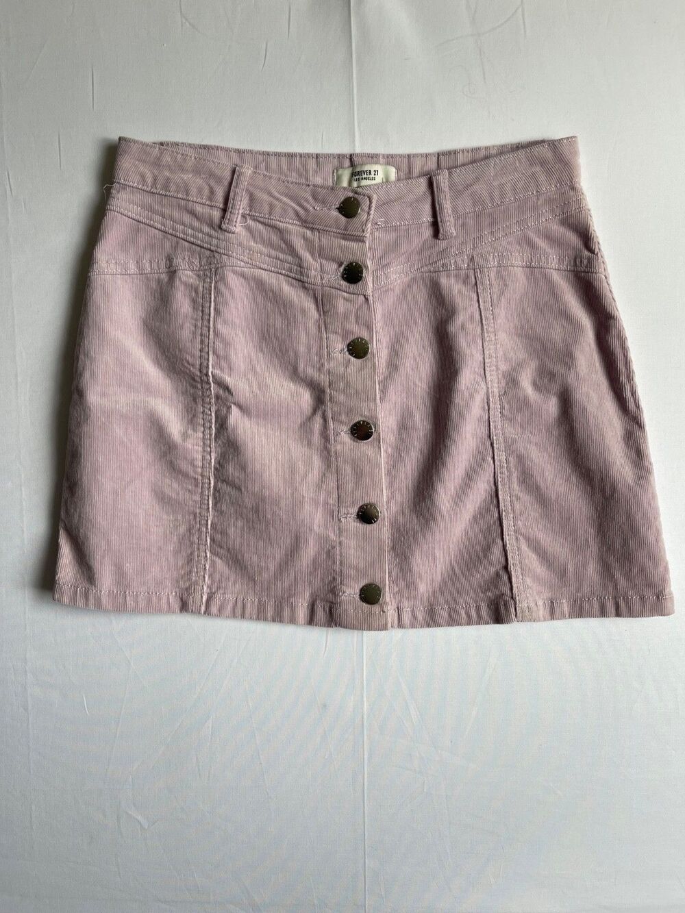 Forever 21 Mauve Pink Corduroy Button Front Mini Skirt 27